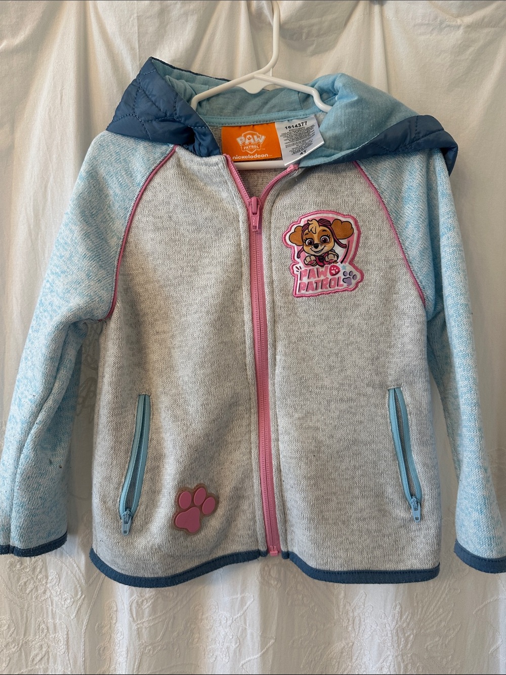 Nickelodeon PAW Patrol Light Blue, Gray & Pink Hooded Zip Jacket